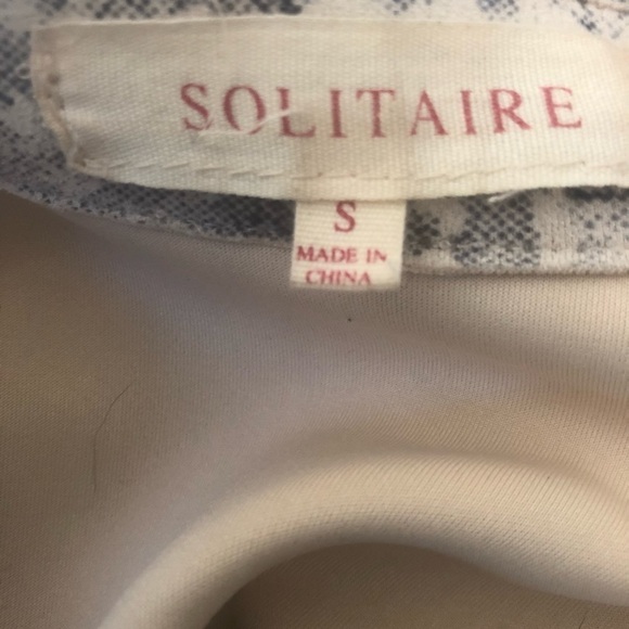 Solitaire Spring Soft Suede Feel Belted Trench Coat Retro Print Sz. S Tan Navy - Picture 9 of 10